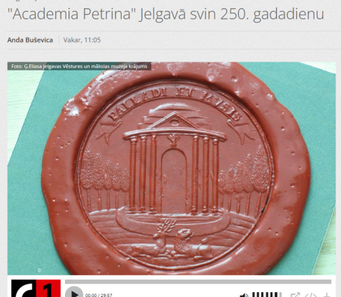 “Academia Petrina” Jelgavā svin 250. gadadienu